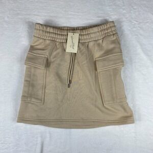 Universal Thread Skirt Womens XS Beige Cargo Pockets Elastic Waist Drawstring